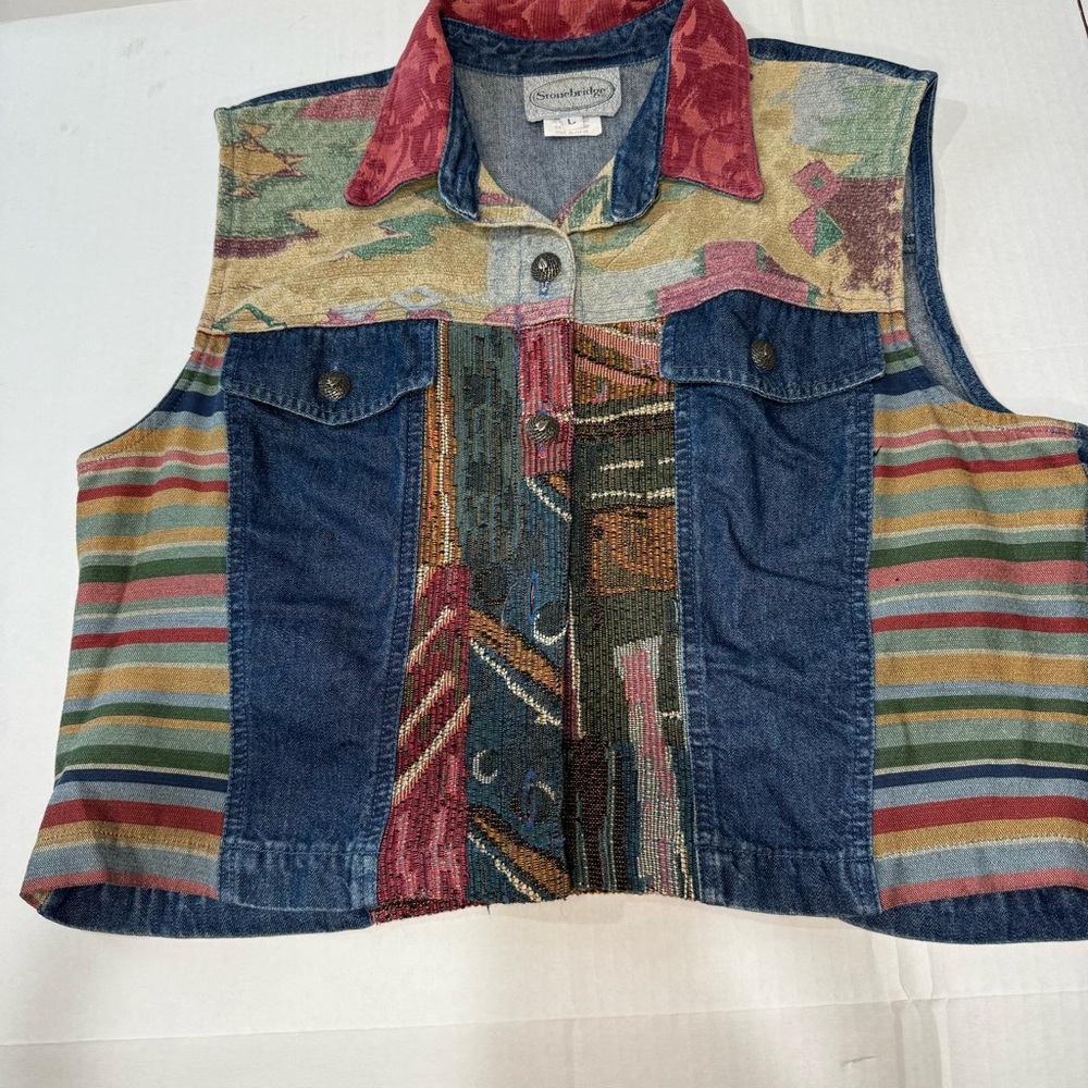 Colorful Denim Vest
